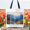 God Is Good All the Time Mountain Christian Canvas Tote Bag, Wildflower Brushstroke Bible Verse Faith Gift Shopper